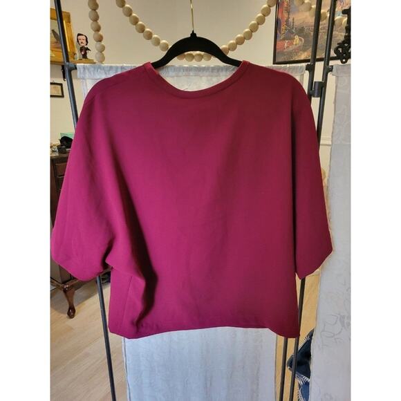 Nwt womens sz 34 US 2 Iro wine burgundy solid blouse style al553 Fiori pullover - Picture 2 of 4